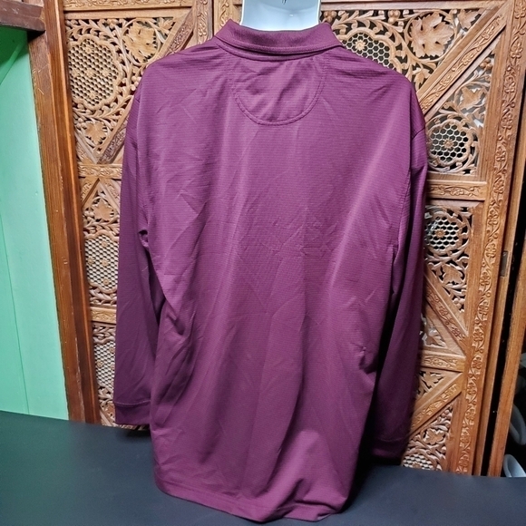 Greg Norman For Tasso Elba Golf Long Sleeve Polo Men's Large Burgundy - Picture 8 of 11